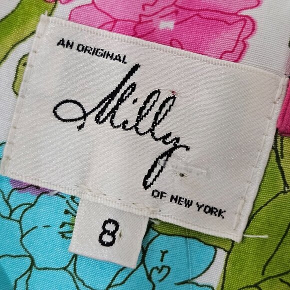 Milly Of New York Floral Sundress Size 8 Silk Floral Pink Blue Girlcore Coquette - Picture 7 of 11